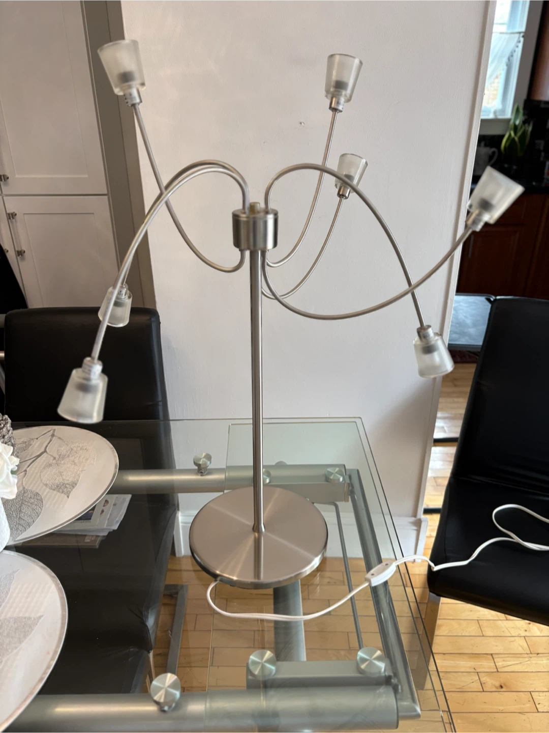 Modern Brushed Nickel 6-Light Flexible Arm Table Lamp - photo 3