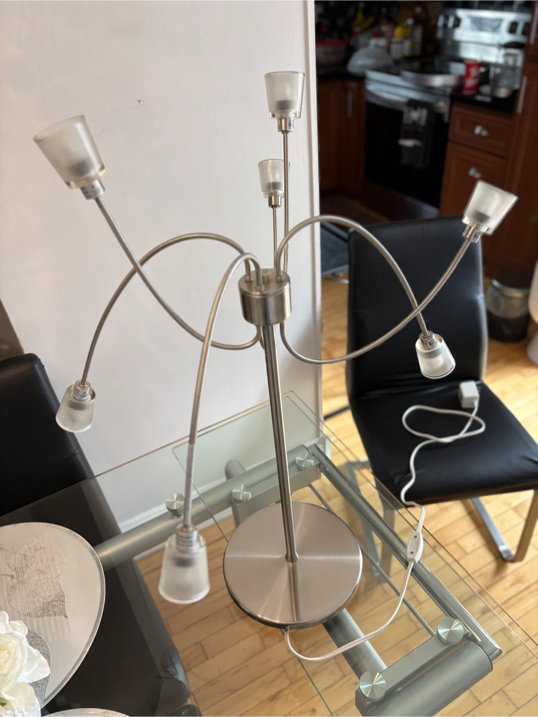 Modern Brushed Nickel 6-Light Flexible Arm Table Lamp - photo 5