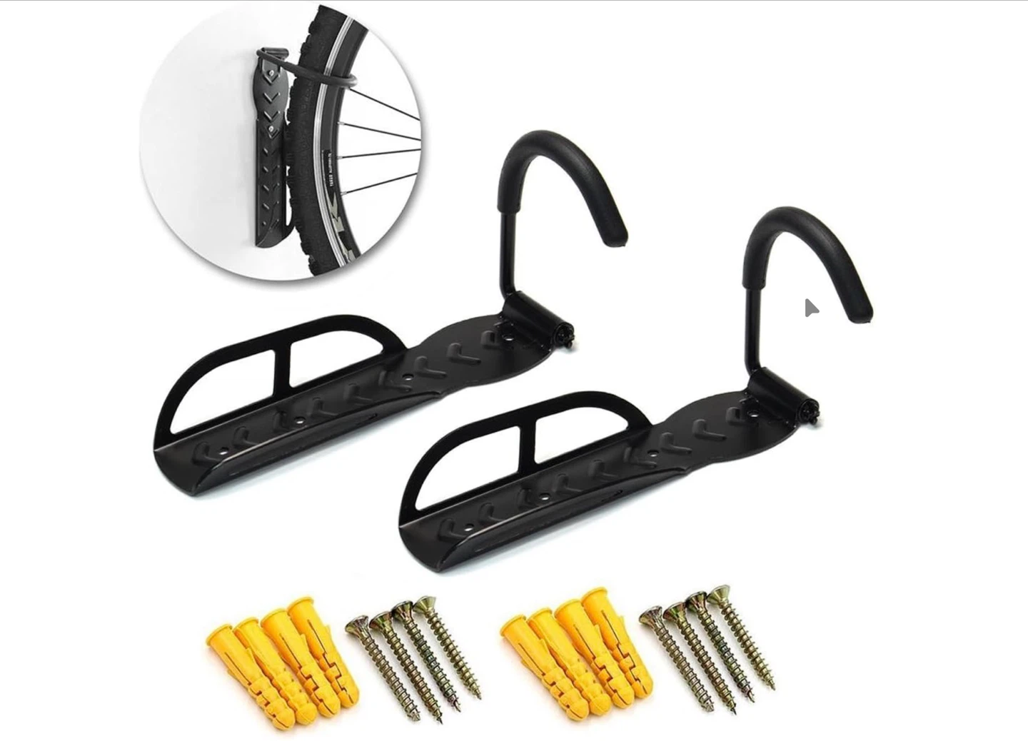 SortWise 2 Pack Bicycle Bike Adjustable Wall Mounted Hook Rack - photo 5