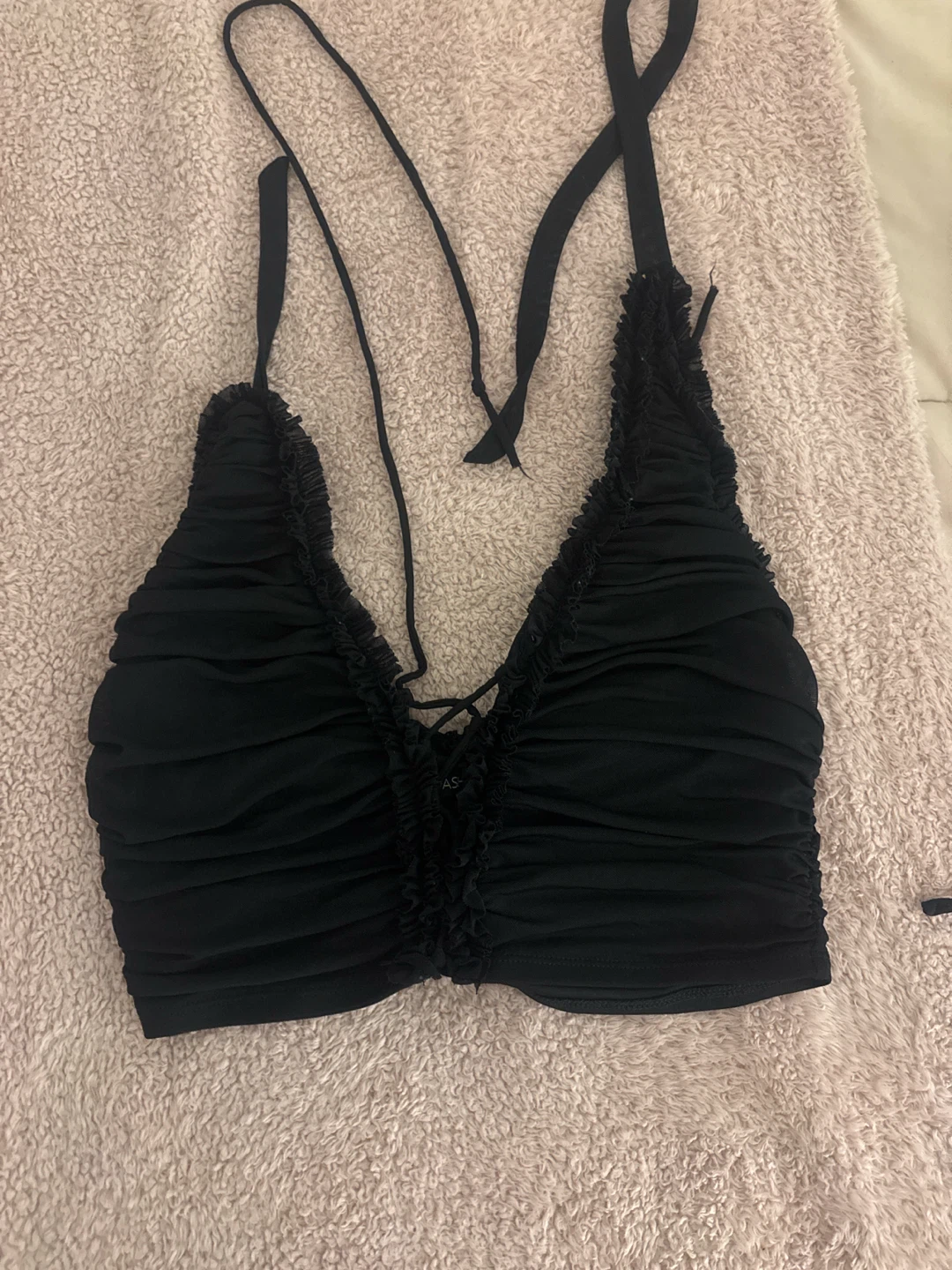 fashion nova  Black Ruched Halter Top