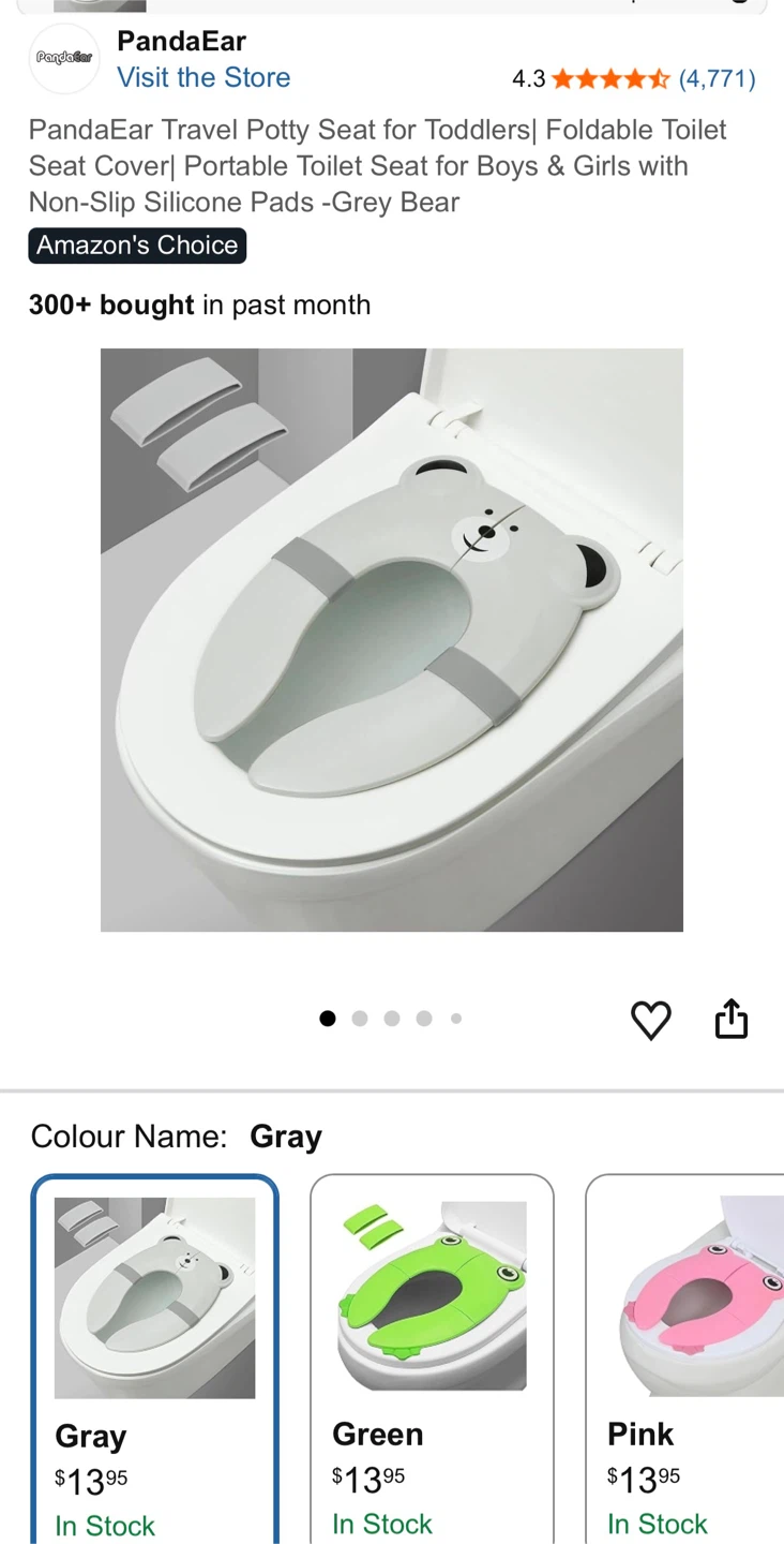 PandaEar Foldable Travel Potty Seat - Grey Bear - photo 3