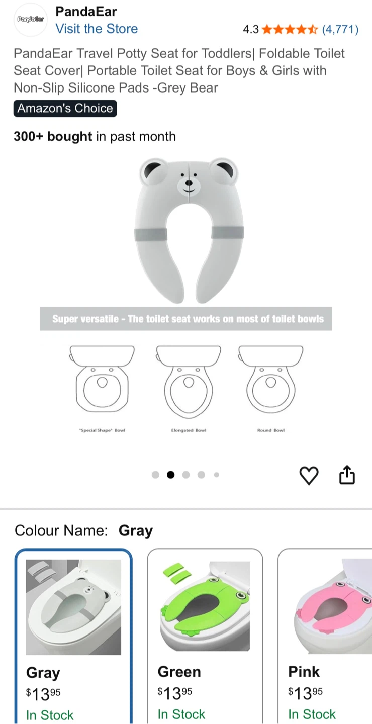 PandaEar Foldable Travel Potty Seat - Grey Bear - photo 4