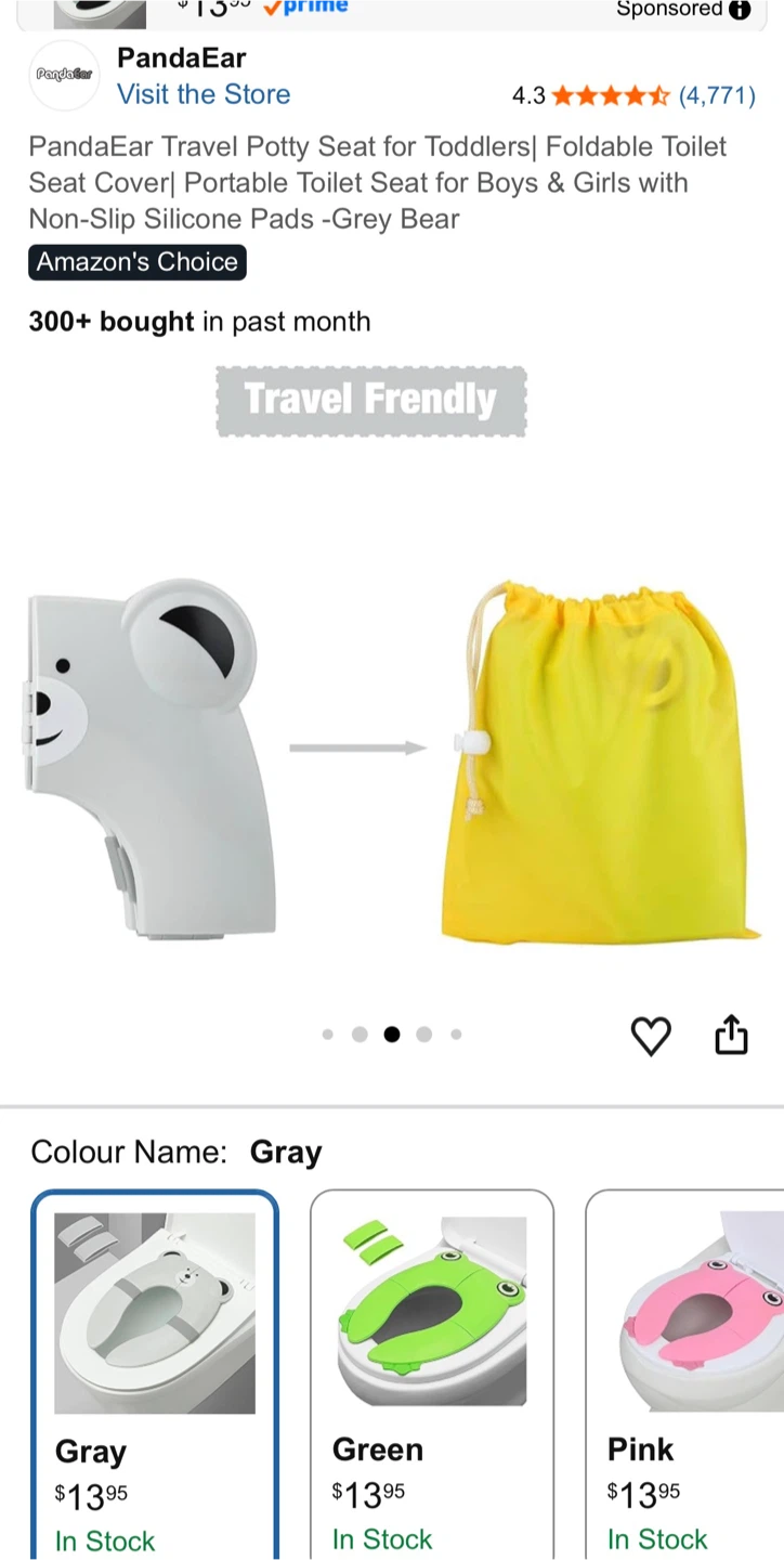 PandaEar Foldable Travel Potty Seat - Grey Bear - photo 5