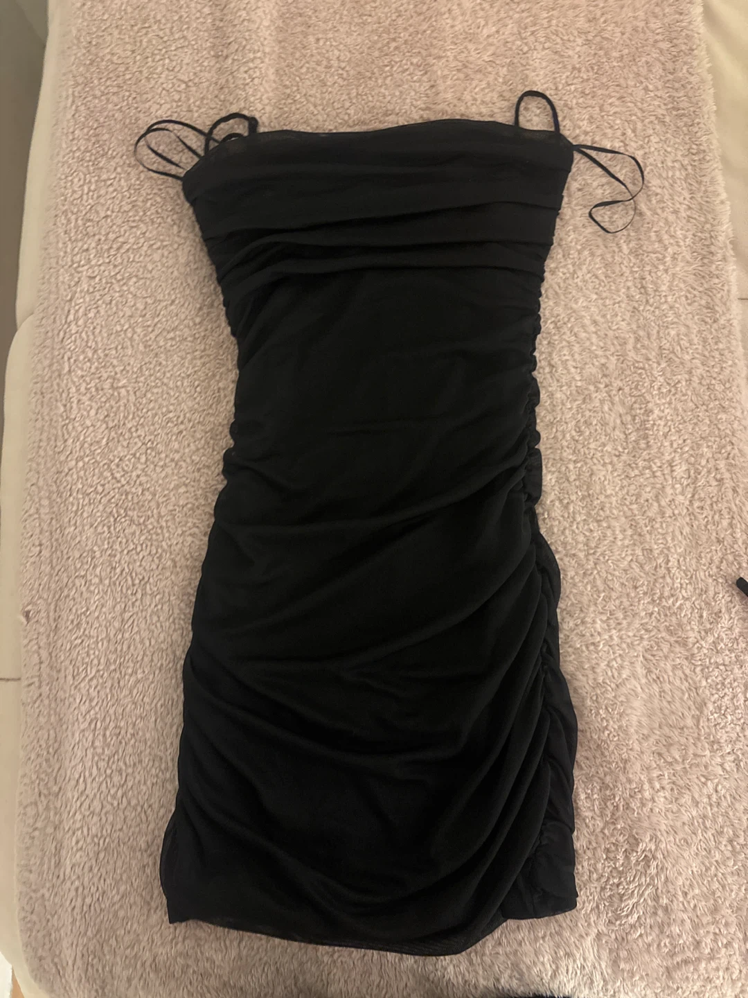 Black Ruched Mini Dress