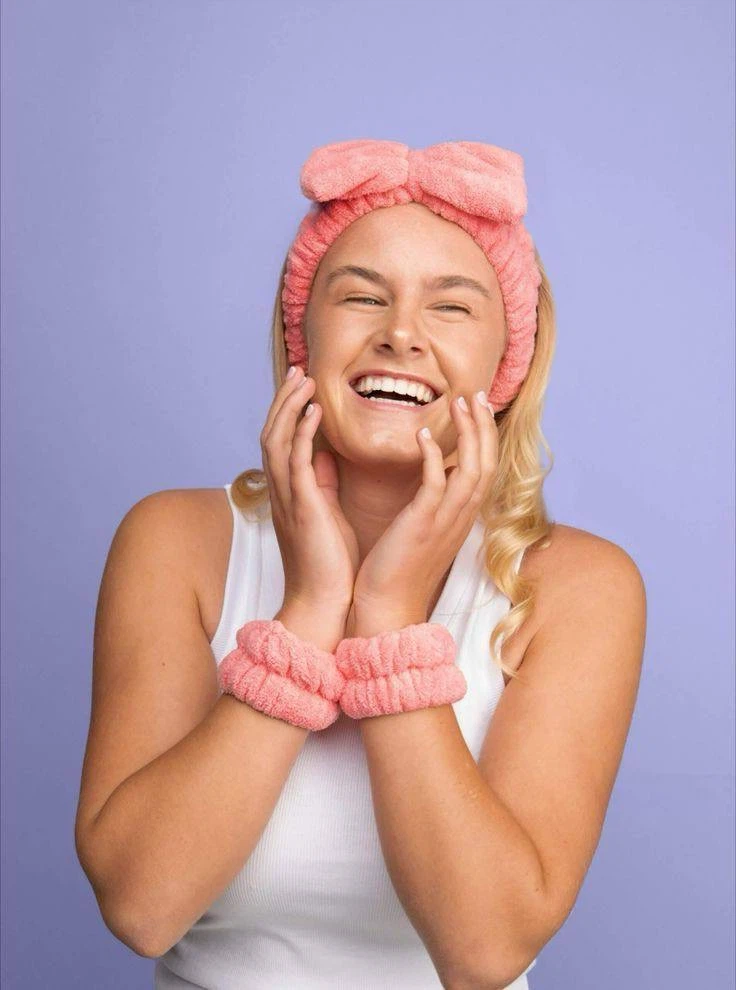 Bow bath headband and wristband set blue - photo 4