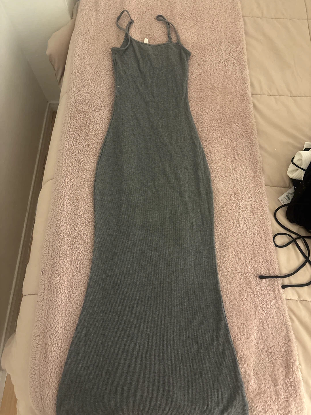 Garage grey ribbed maxi dress