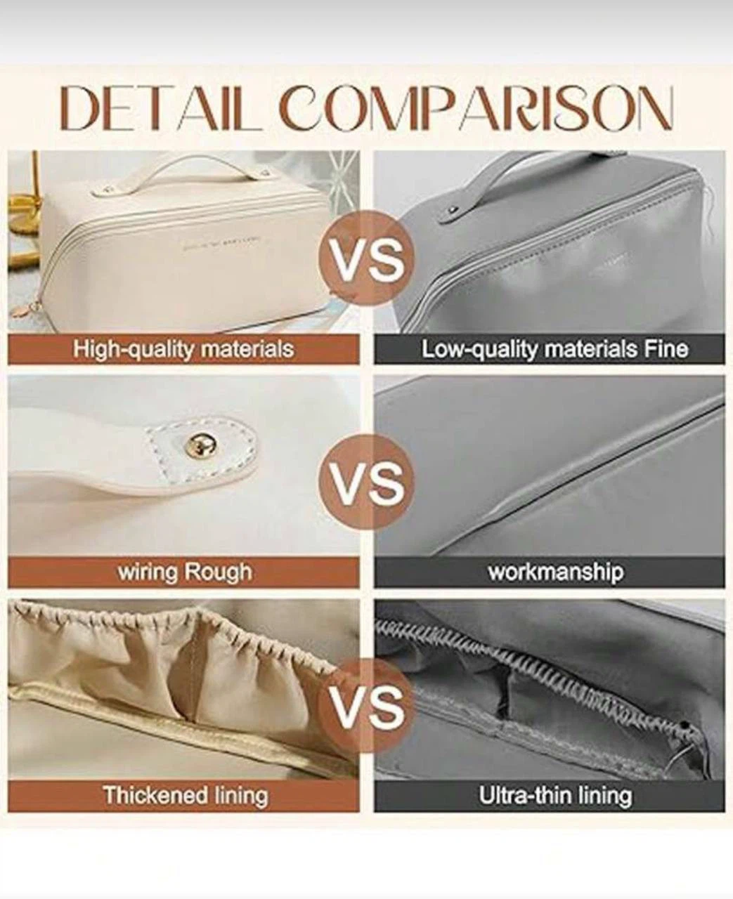 Large Makeup Bag / Travel Cosmetic Organizer (White) - photo 4