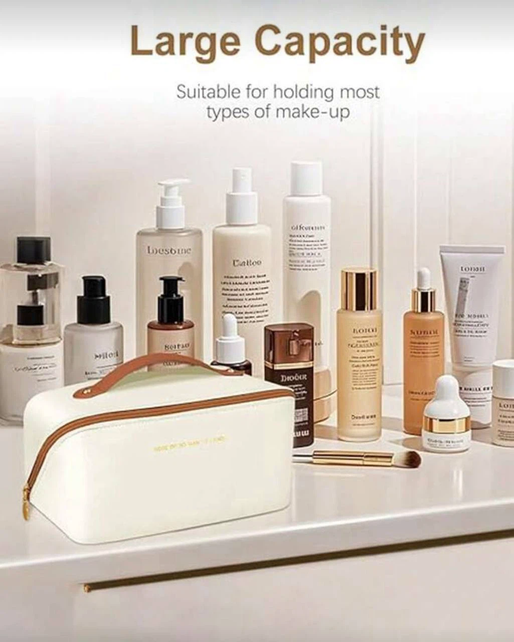 Large Makeup Bag / Travel Cosmetic Organizer (White) - photo 5