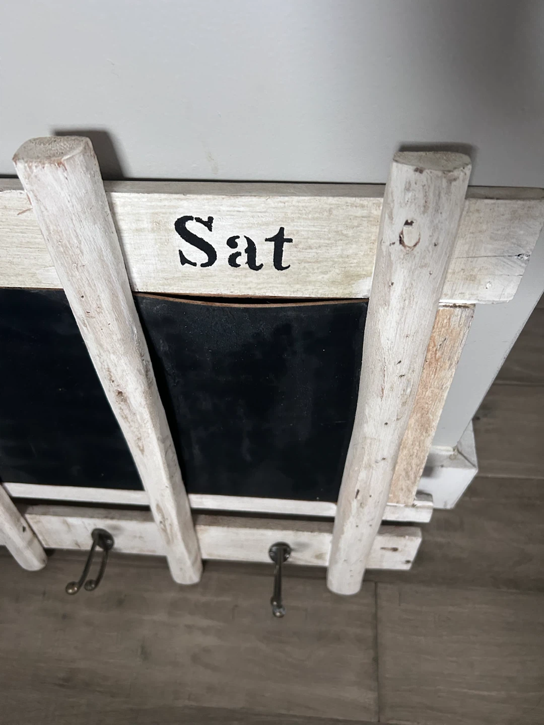 Rustic Weekly Chalkboard Organizer with Hooks - photo 3