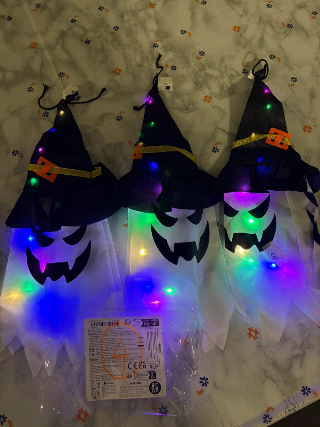 3-Piece Light-Up Halloween Hanging Ghost Decorations