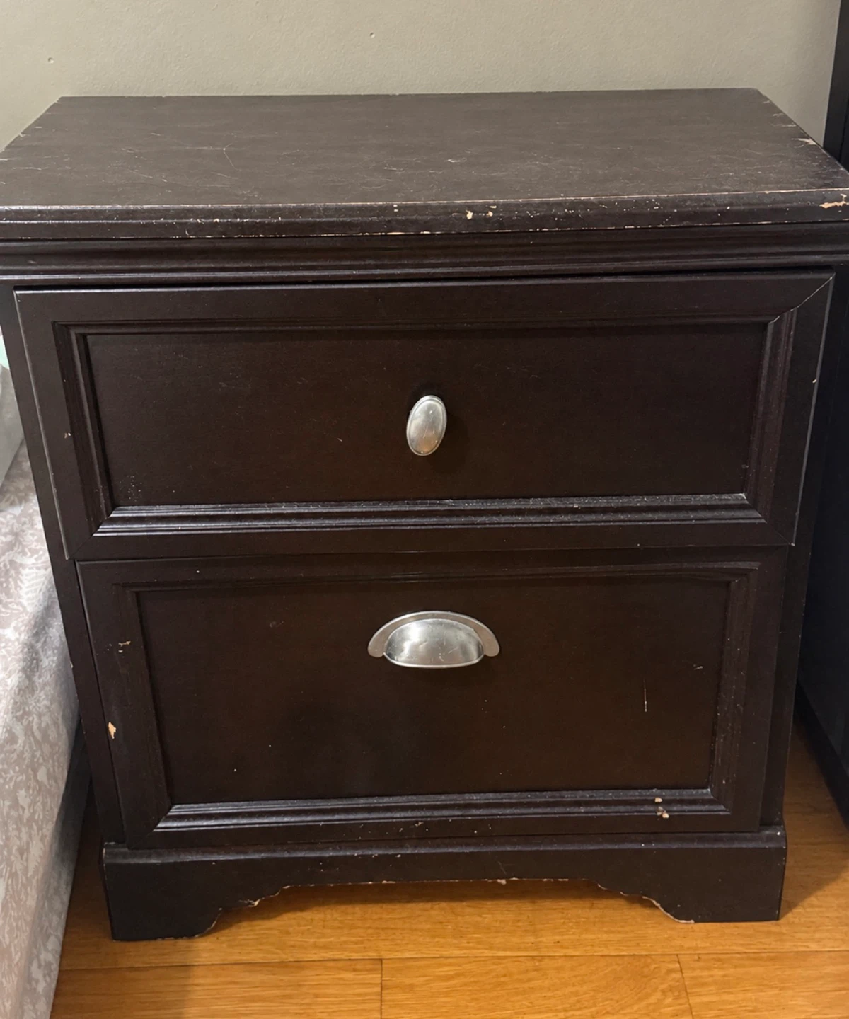Dark Brown Wooden Armoire and Matching Nightstand - photo 2