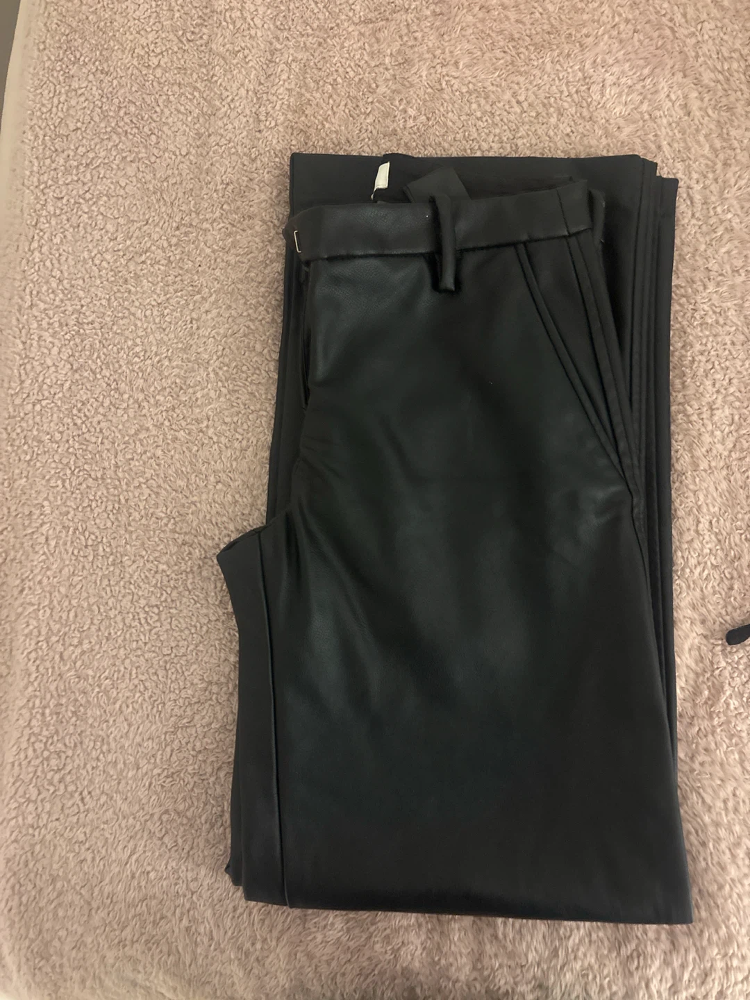 Black Faux Leather Trousers