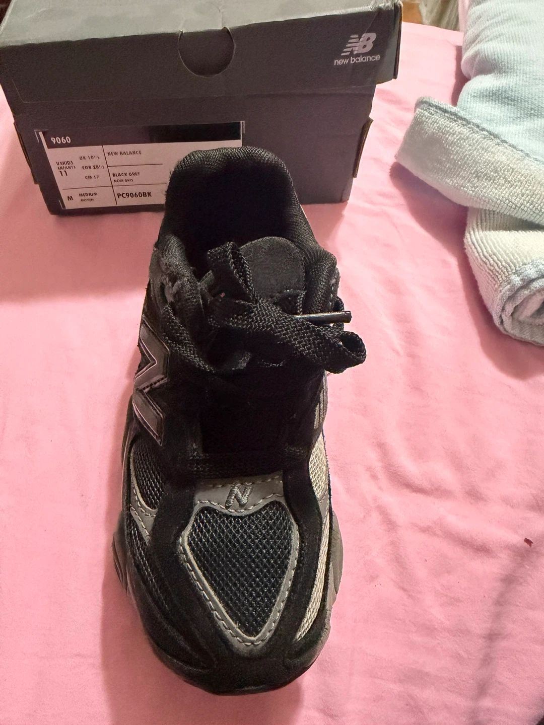 New Balance 9060 Infants Black Grey Size 11 - photo 2