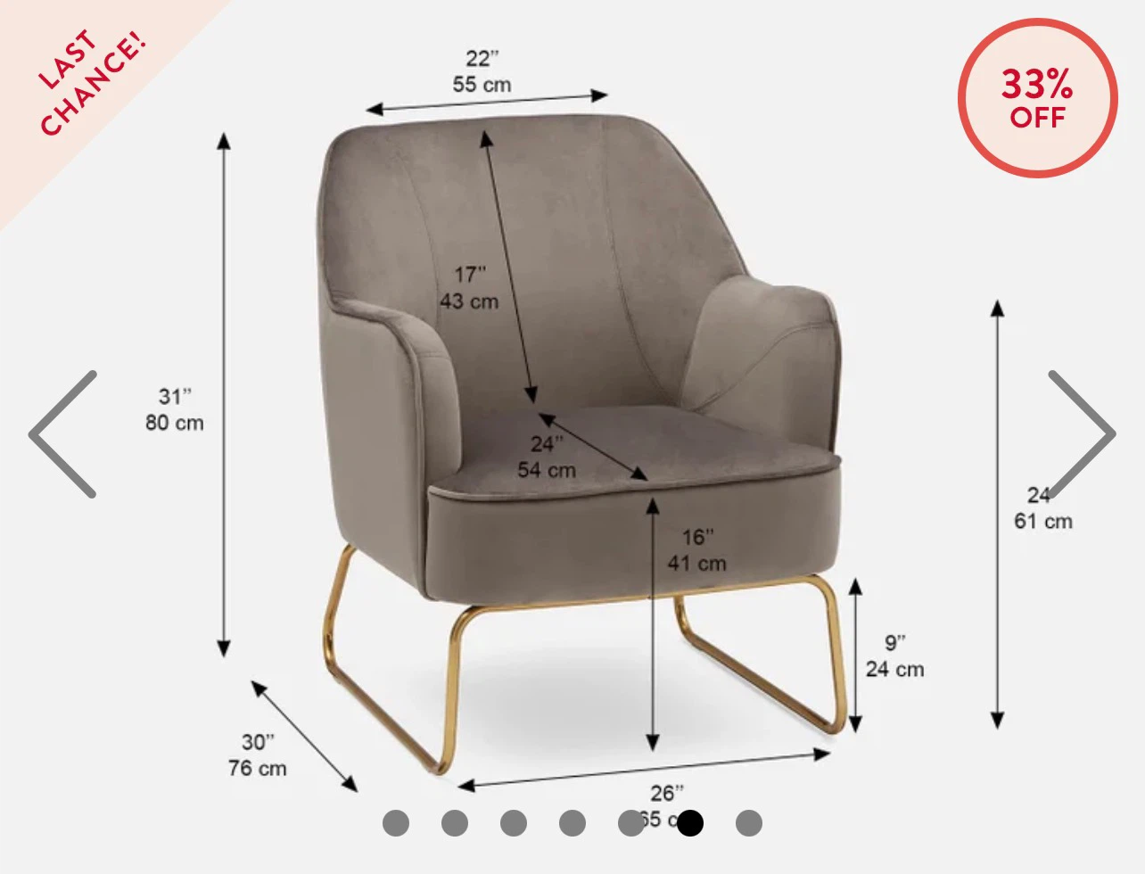 Set of two grey velvet accent chairs - photo 3