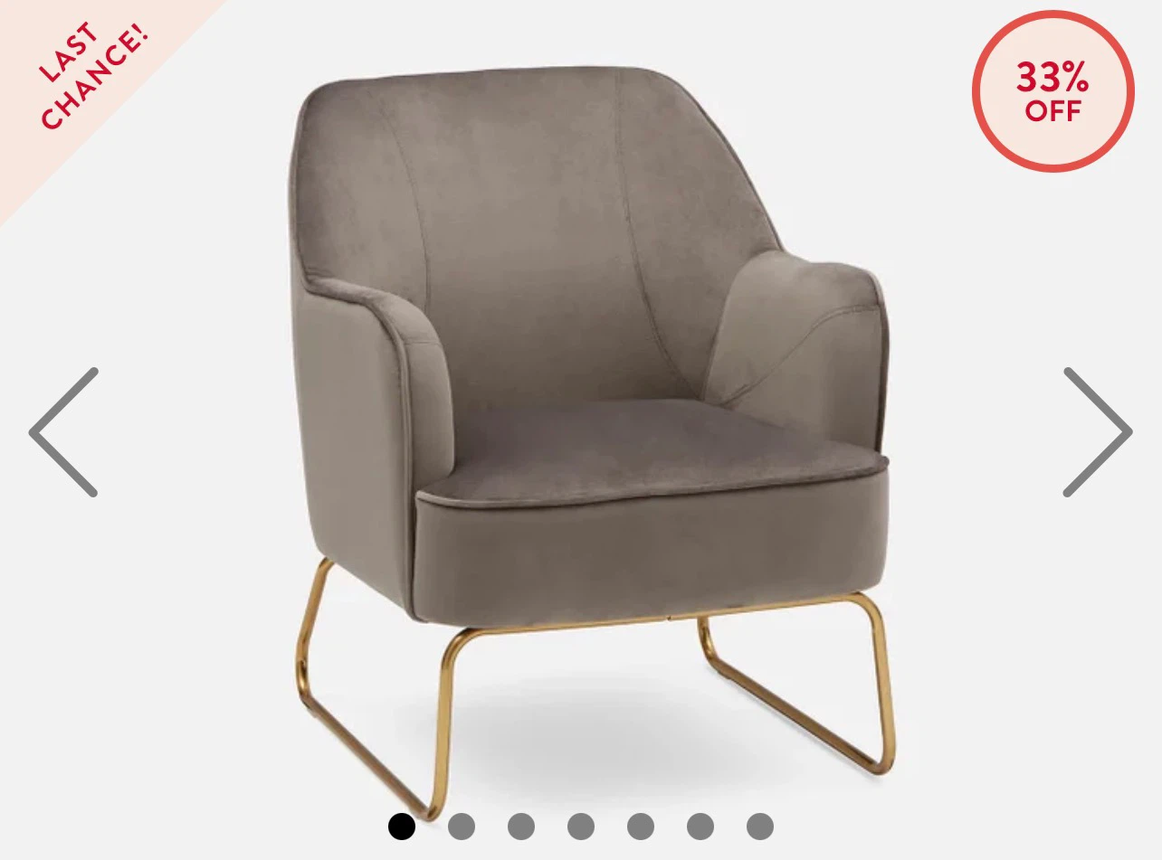 Set of two grey velvet accent chairs - photo 4