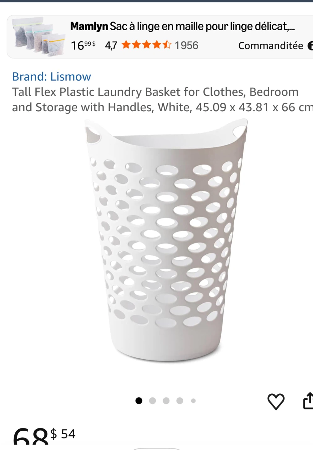 Lismow Tall Flex Plastic Laundry Basket