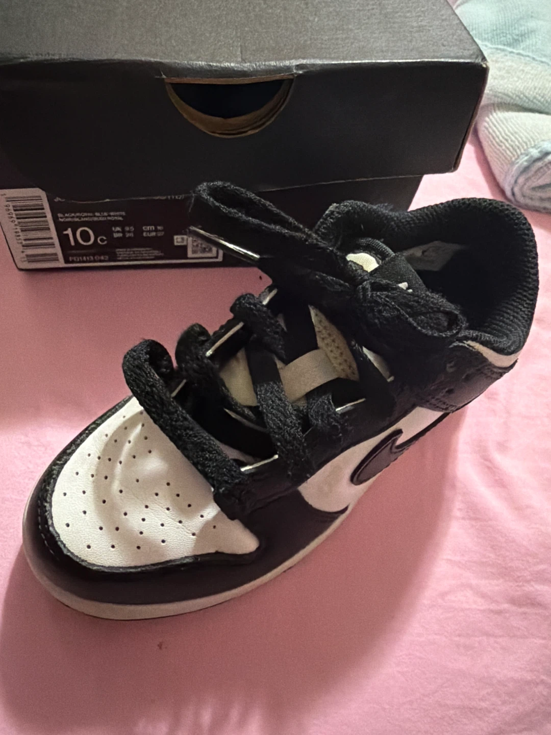 Nike Dunk Low Black White Toddler Shoes 10C