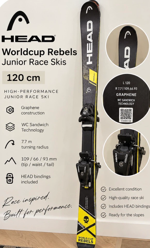 Head Worldcup Rebels Junior Race Skis 120cm