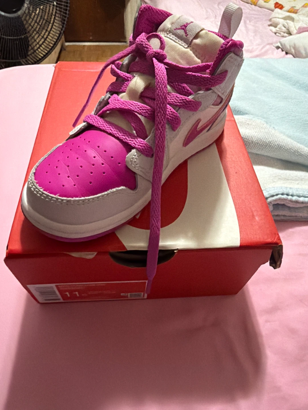 Nike Jordan Mid Pink and White Kids Shoes