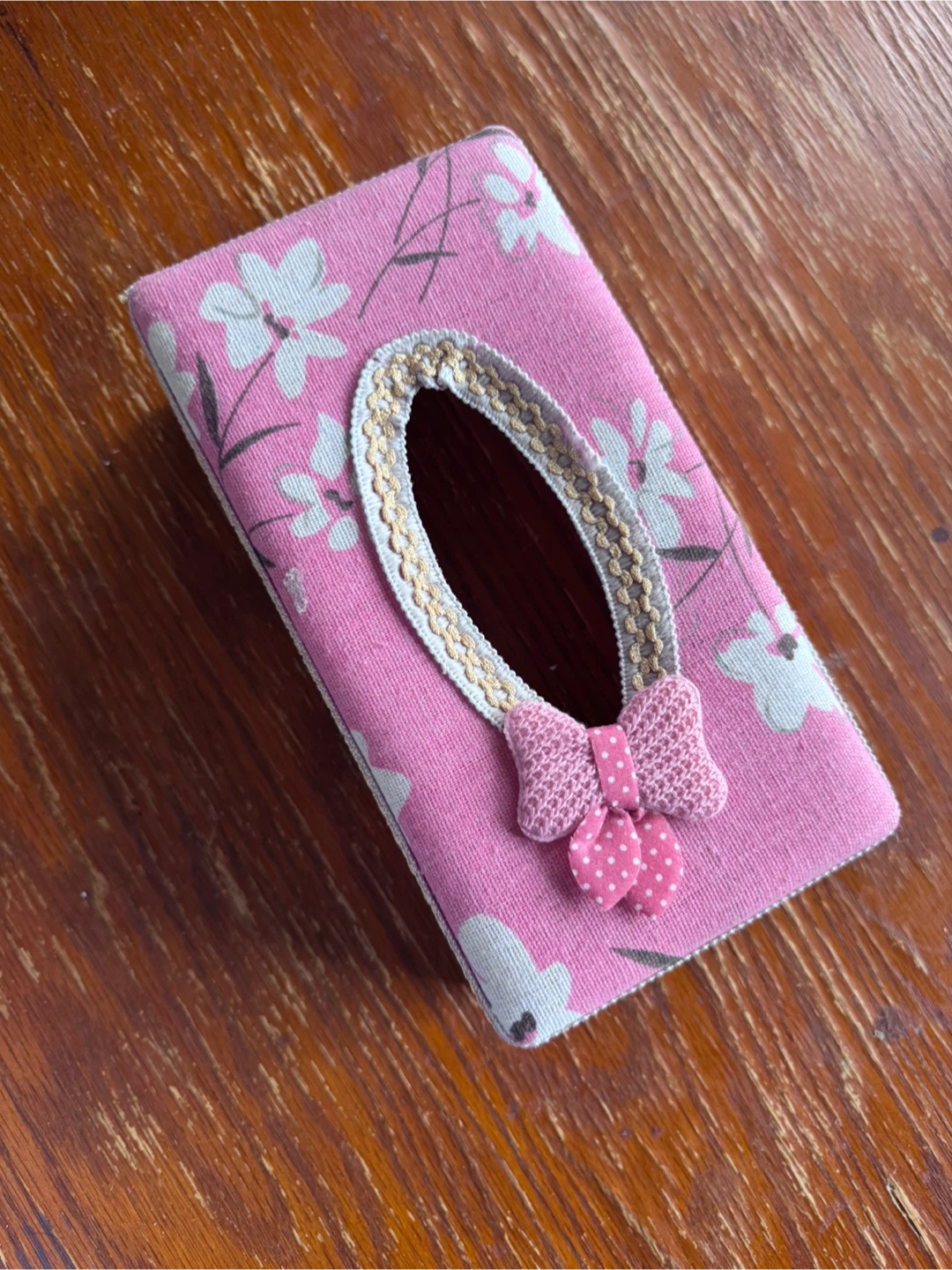 Pink Floral Fabric Tissue Box Cover