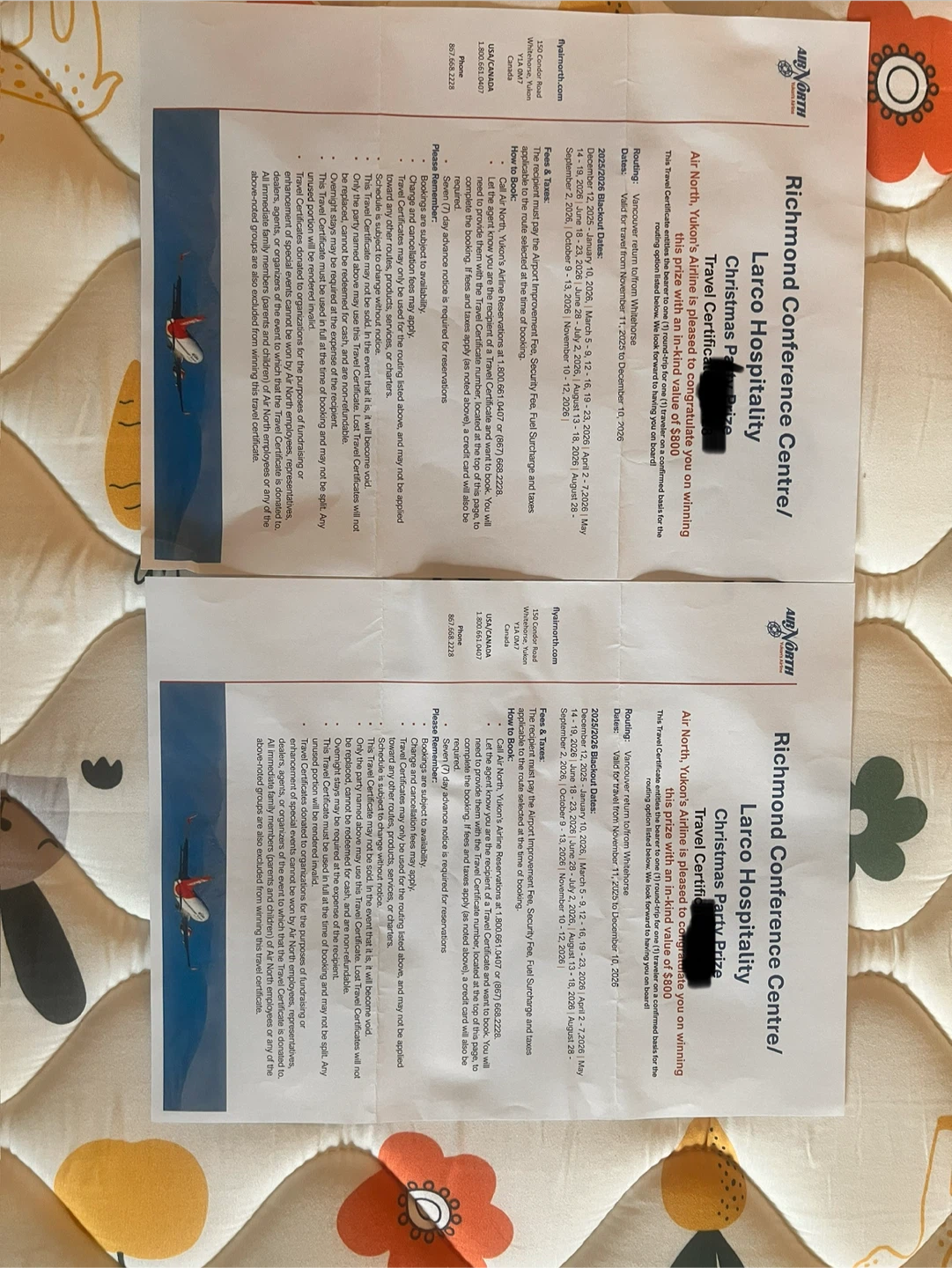 Air North flight ticket  1600$  Value