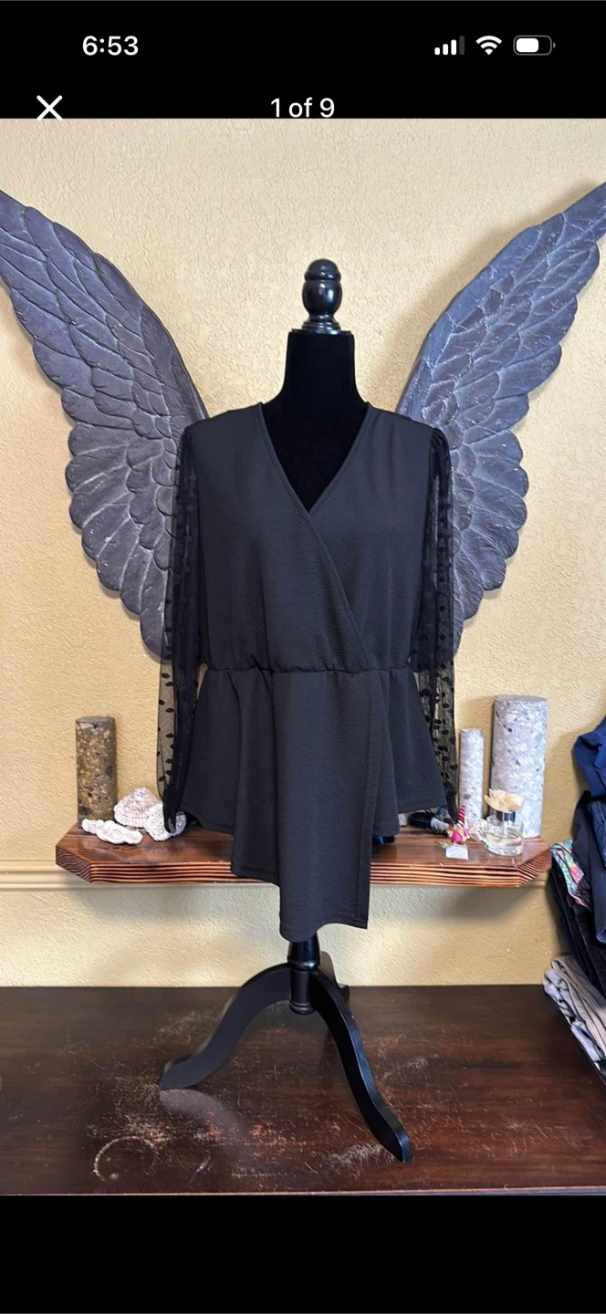 SHEIN Wrap Front Dressy Long-sleeve Shirt