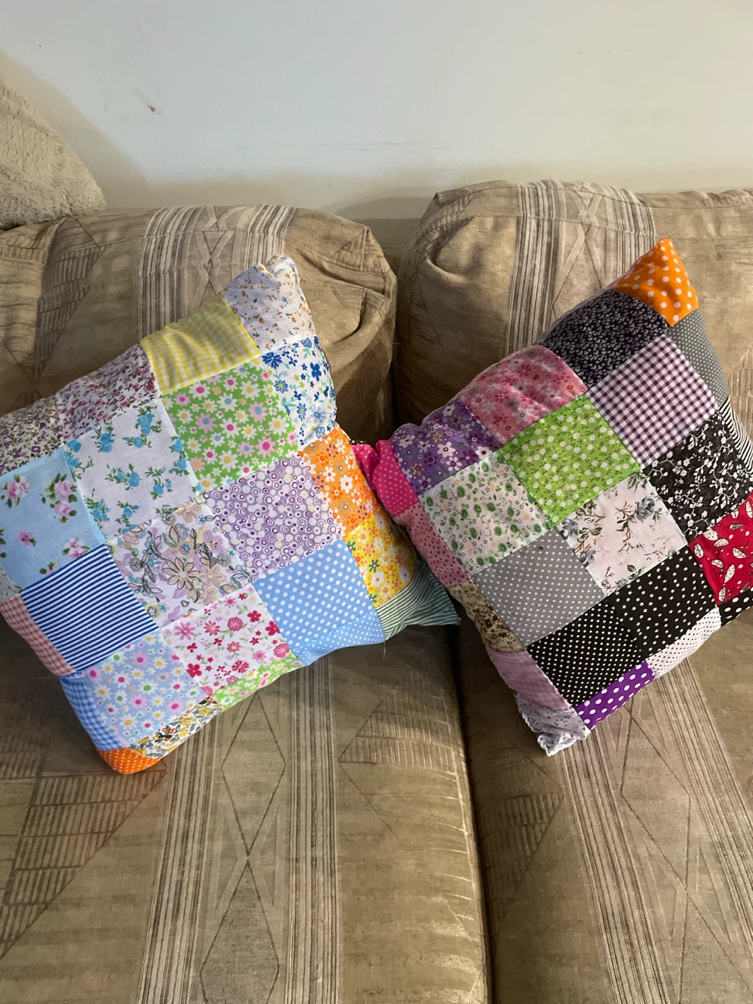 Set of Two Patchwork Throw Pillows