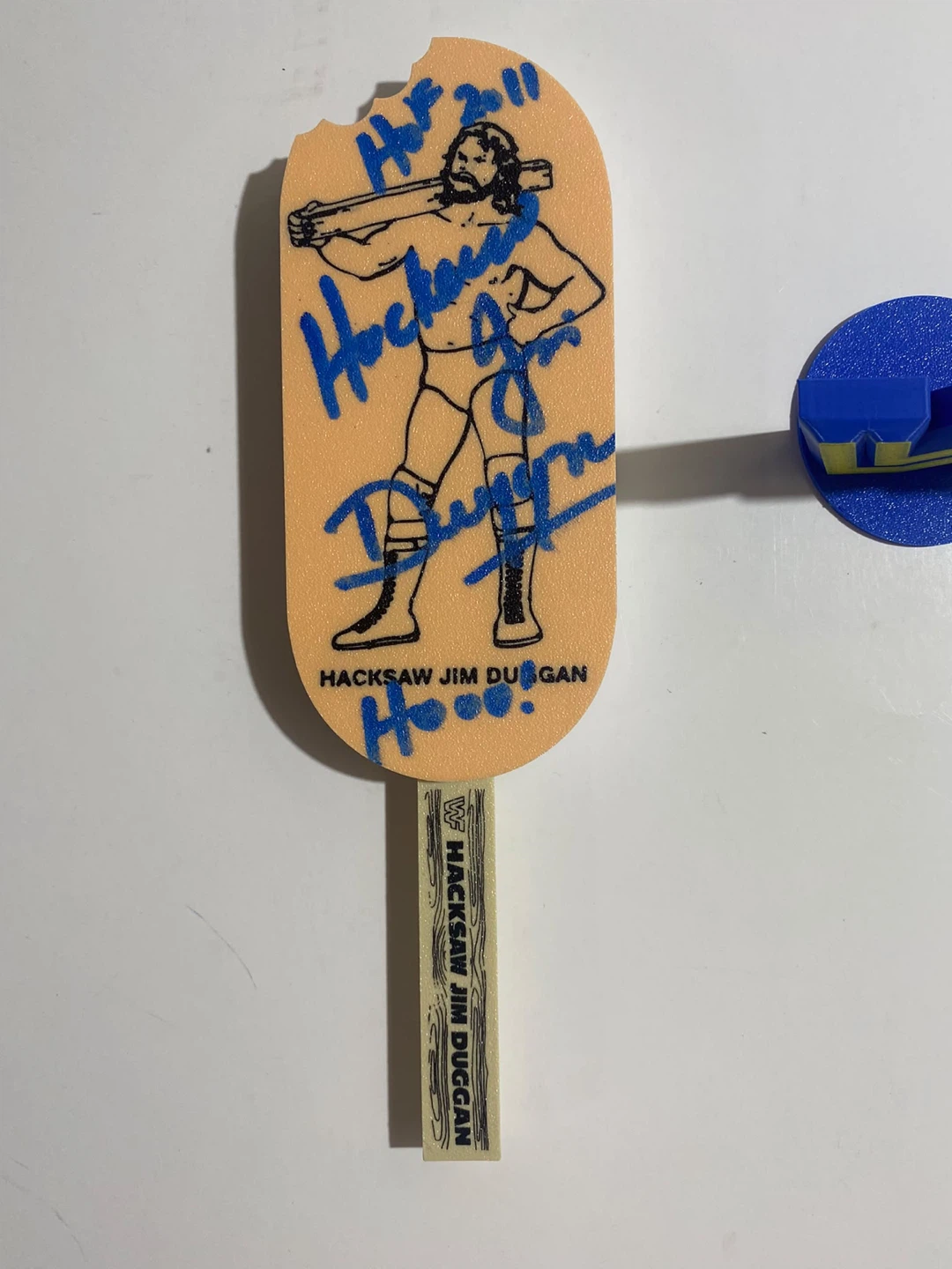 Hacksaw Jim Duggan WWF WWE signed JSA sticker ice cream bar - photo 5