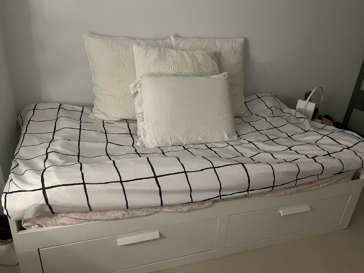 White Daybed / Bed Frame with Storage Drawers (As-Is)