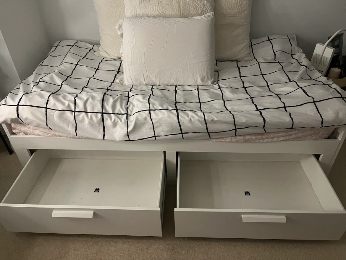 White Daybed / Bed Frame with Storage Drawers (As-Is) - photo 2