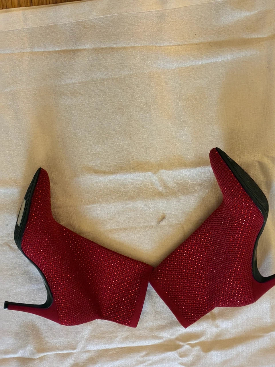 Red Rhinestone Pointed-Toe Stiletto Boots - photo 2