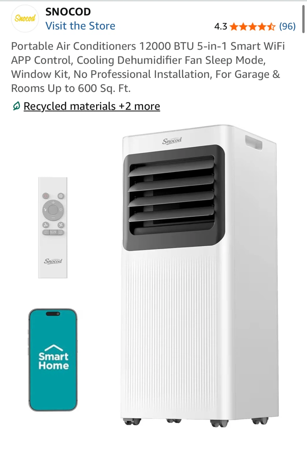 Snocod 12000 BTU 5-in-1 Portable Air Conditioner