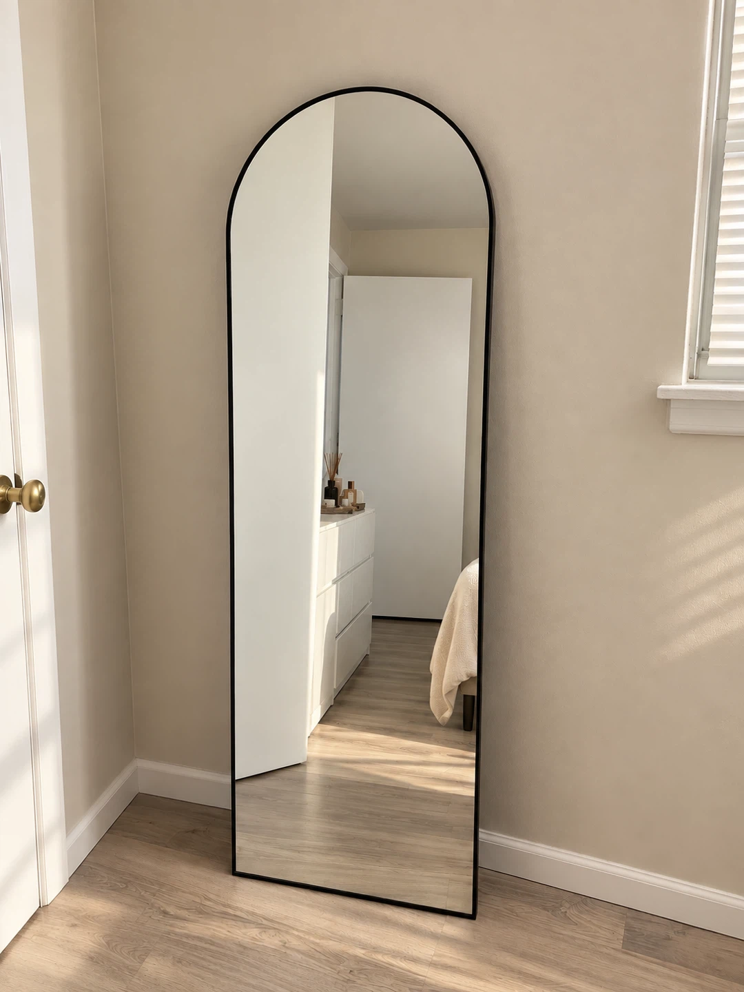 Arched Full Length Floor Mirror, Black