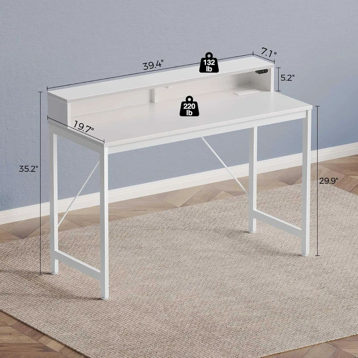 Computer Desk with Monitor Stand & LED Light - photo 4