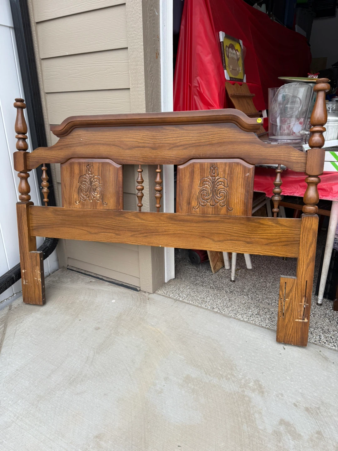 Solid oak Headboard Queen size  - Vintage Style