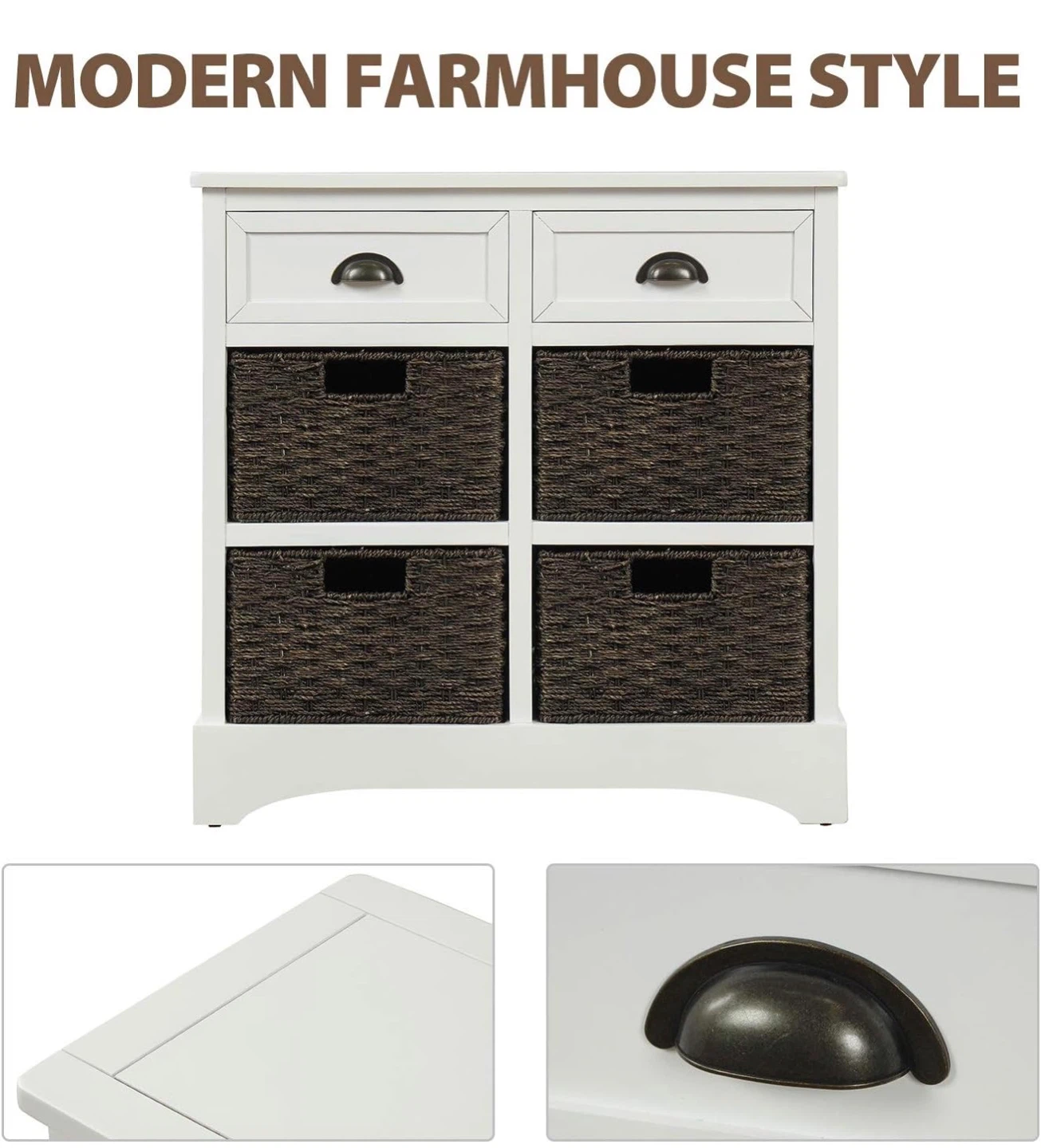 White storage cabinet with four baskets - photo 3