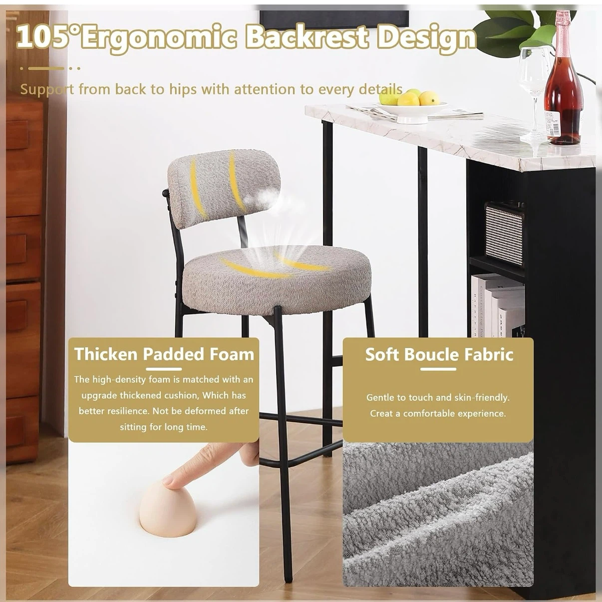 Set of 2 Counter Height Bar Stools - photo 4