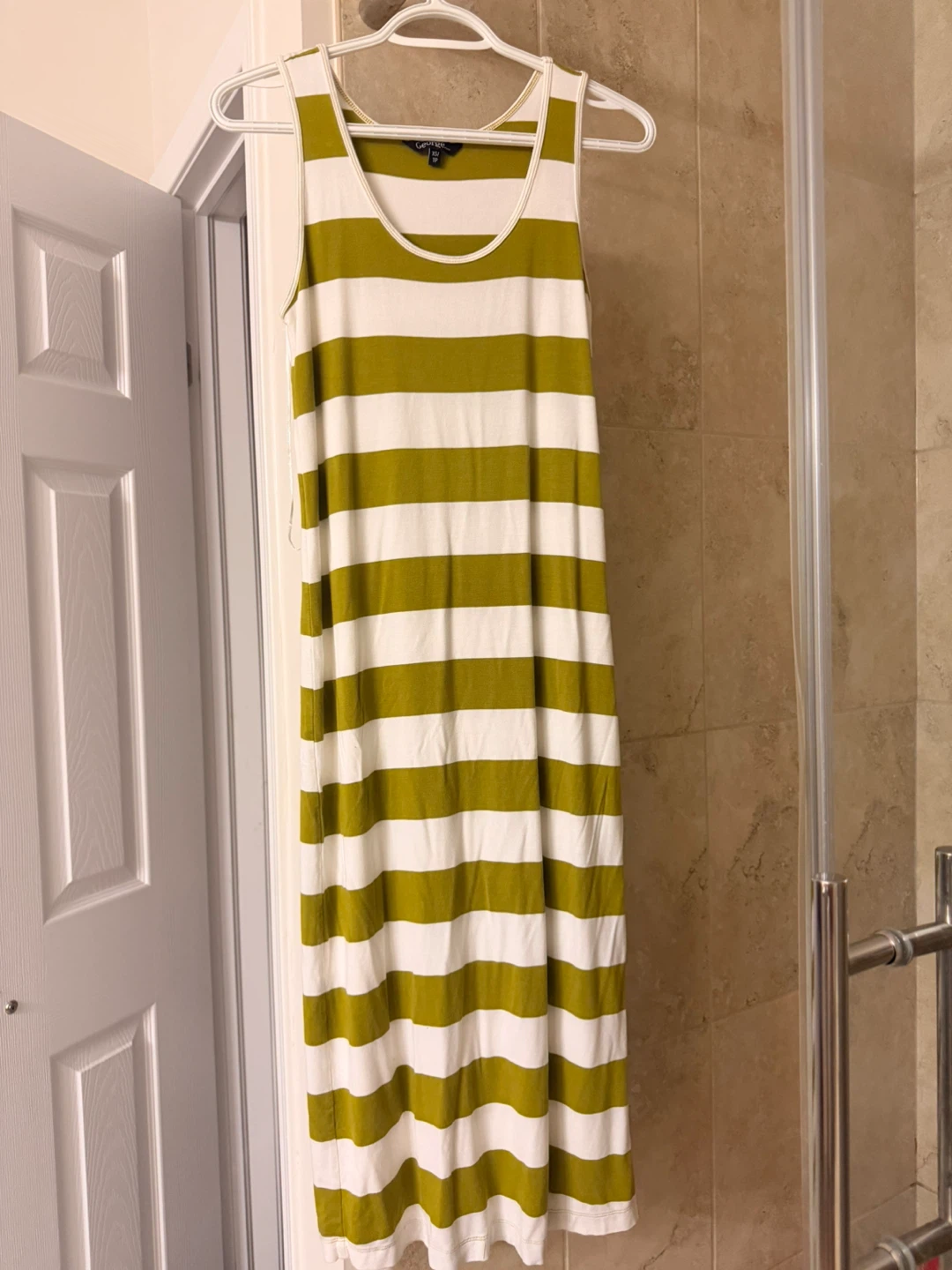 Olive and White Striped Maxi Dress