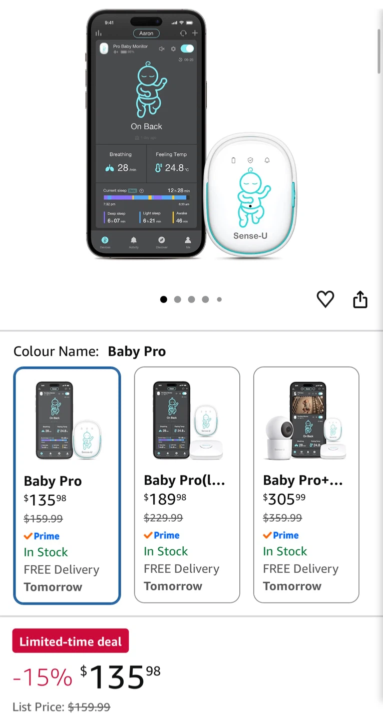 Baby Breathing Movement & Sleep Position Monitor