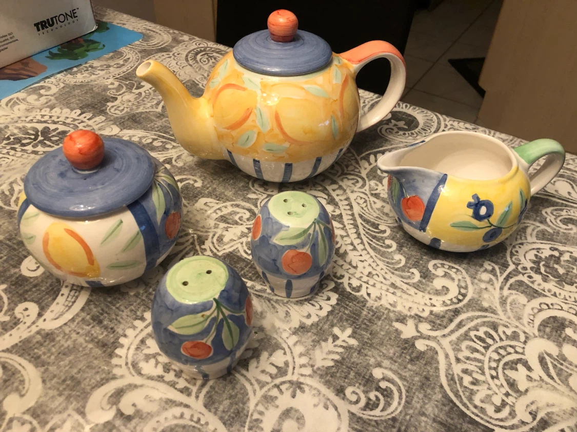 Ceramic Teapot Set with Sugar Bowl and Creamer