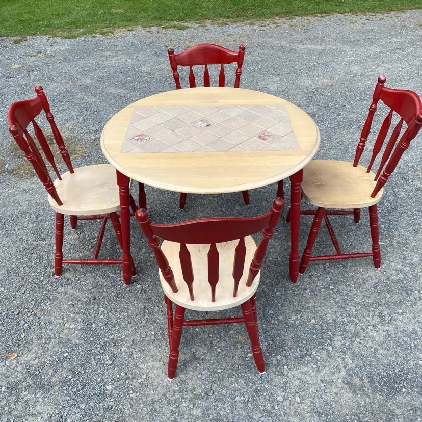 Vintage Solid Wood Drop-Leaf Dining Set (CAN DELIVER)