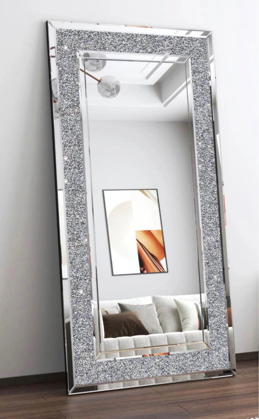 Full Length Crystal Framed Floor Mirror