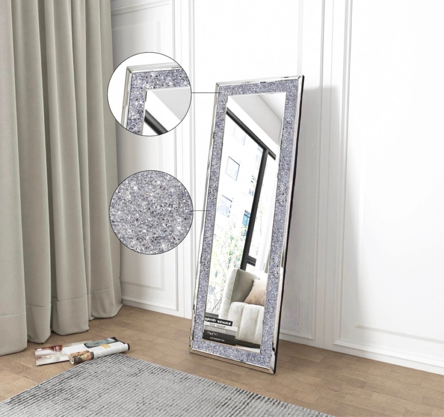 Full Length Crystal Framed Floor Mirror - photo 2