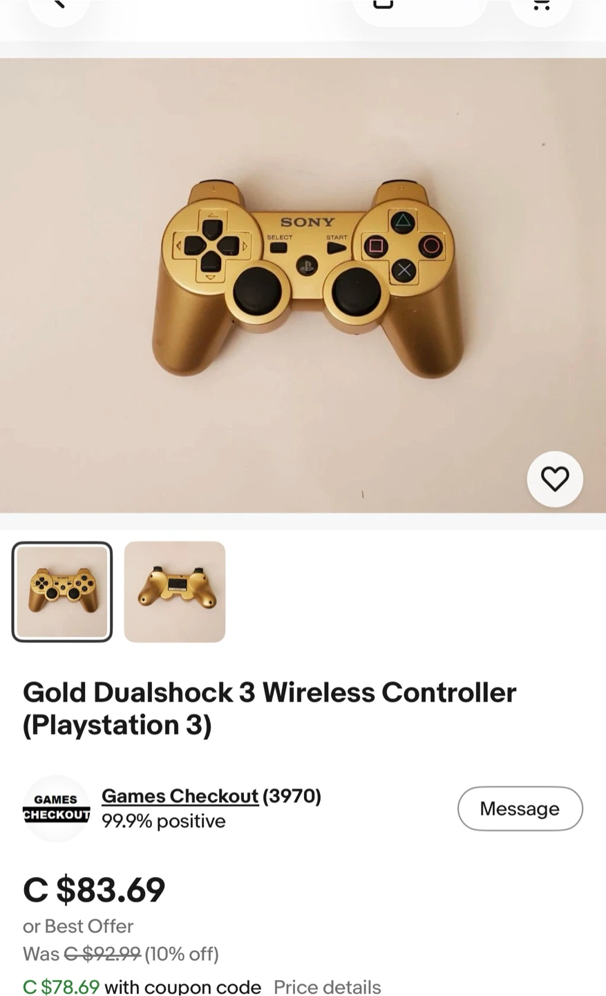 Gold Sony DualShock 3 Wireless Controller for PS3 - photo 2