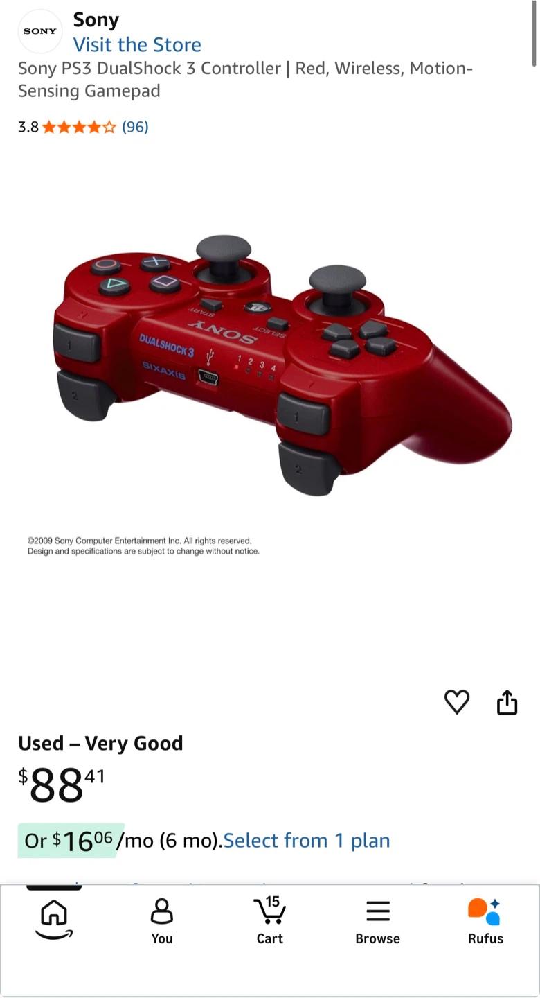Sony PlayStation 3 DualShock 3 Wireless Controller Red - photo 2