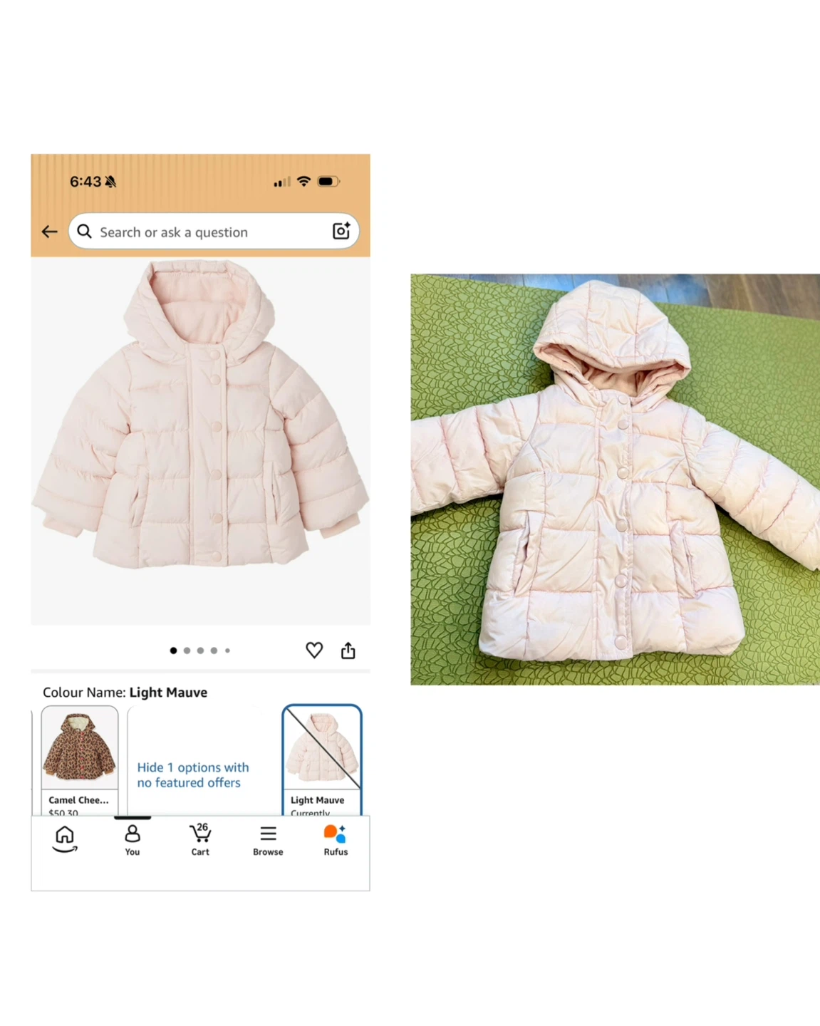 Light Mauve Puffer Jacket - photo 2