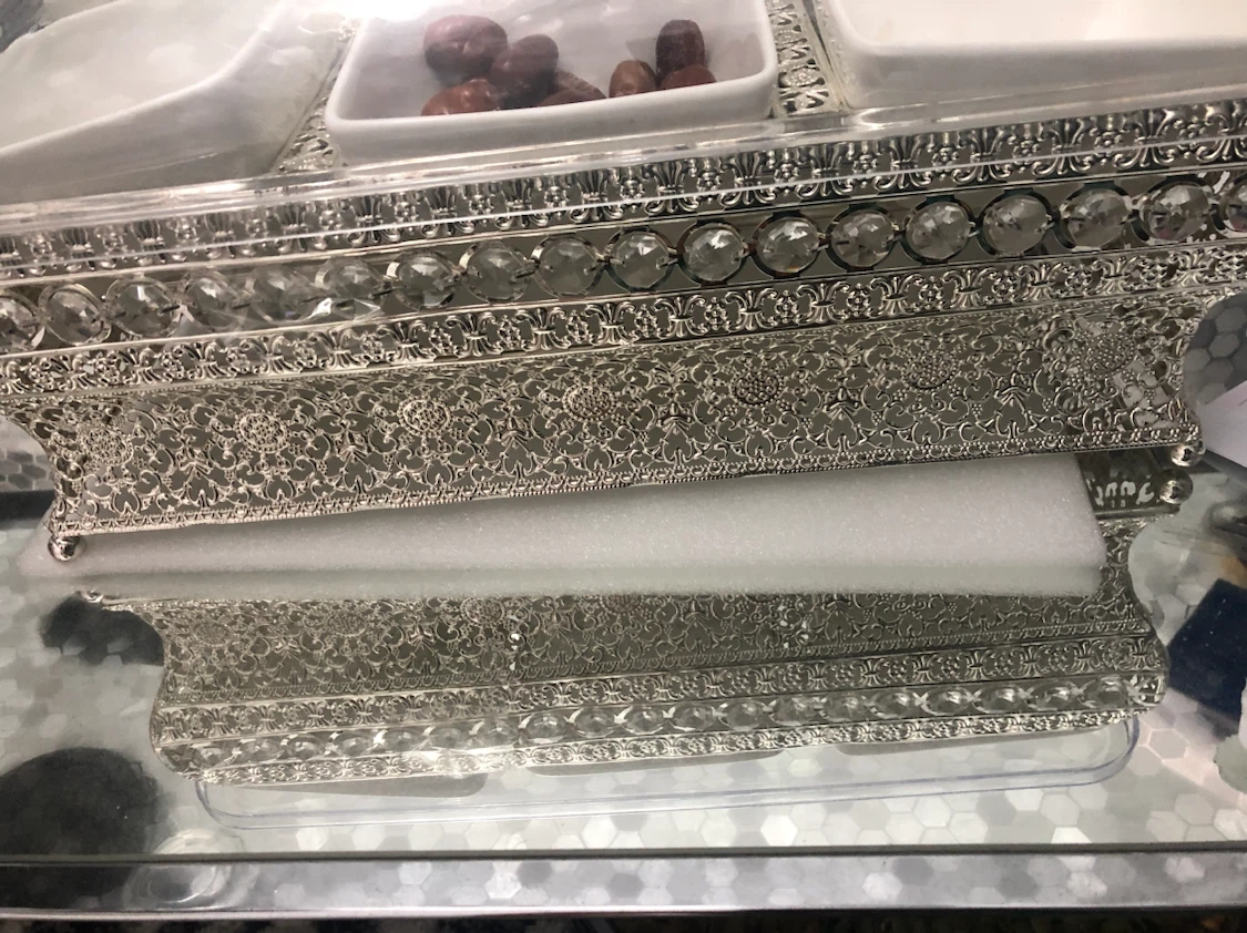 Silver Serving Tray with 6 Ceramic Bowls - photo 4