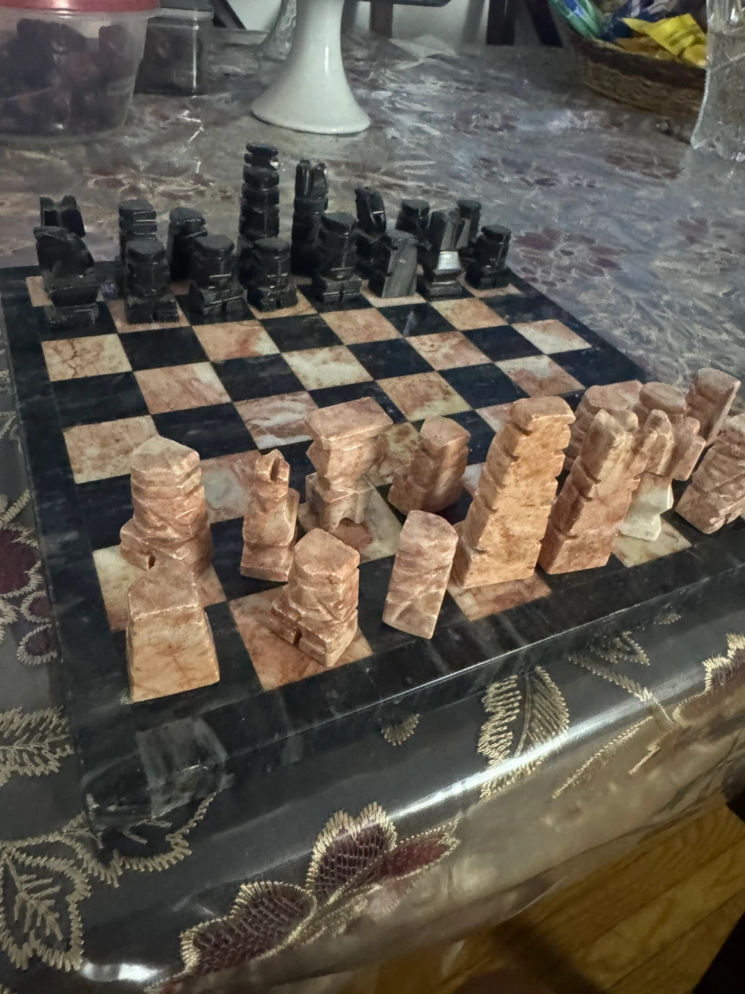 Vintage Marble Stone Chess Set