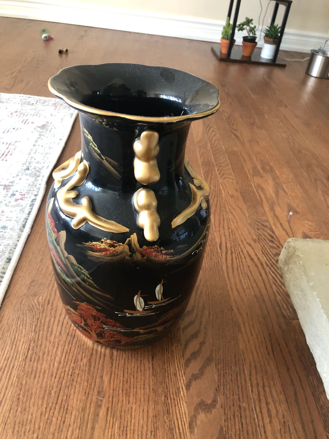 Black and Gold Ceramic Oriental Vase - photo 2