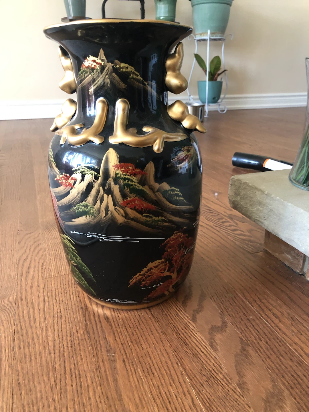 Black and Gold Ceramic Oriental Vase - photo 3